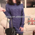PK12CS0670 boat neck cable knit ladies sexy sweater